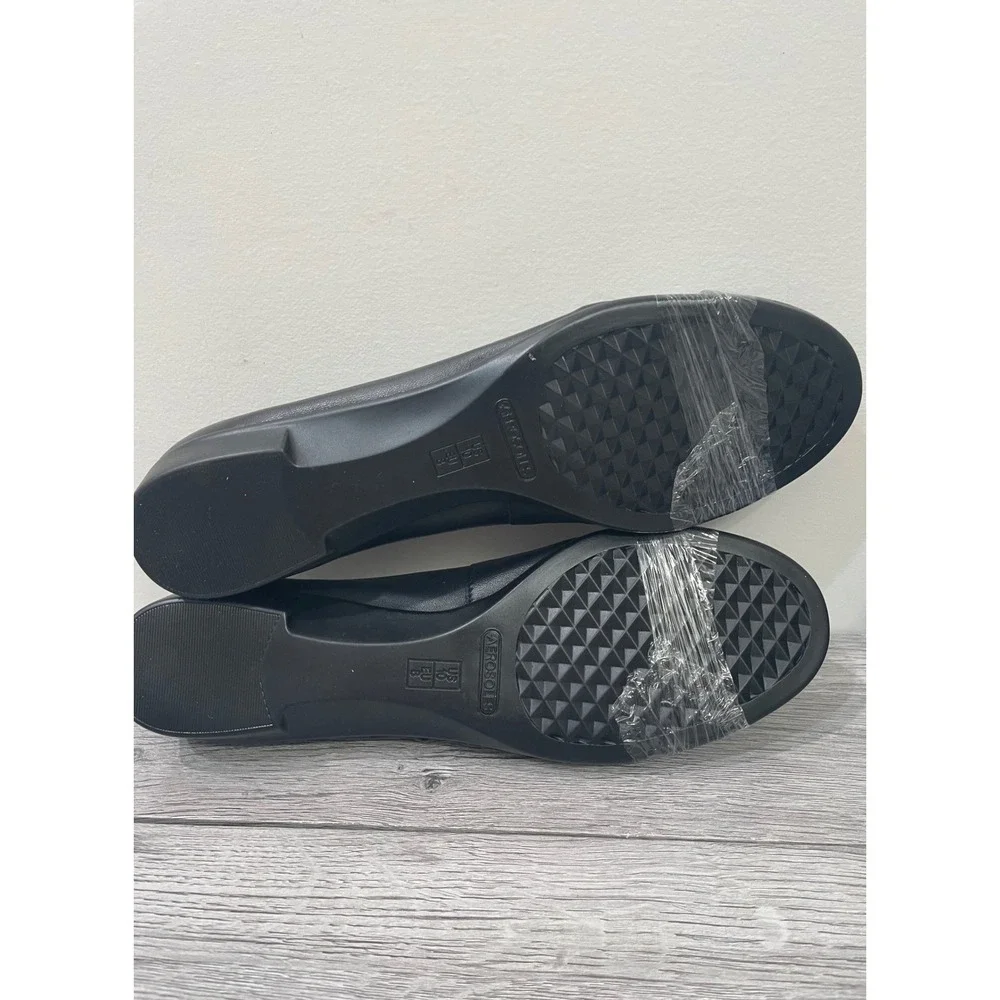 Aerosoles Beckon Black Leather Quilted Patent Cap Toe Ballet Flats Women 10M NEW